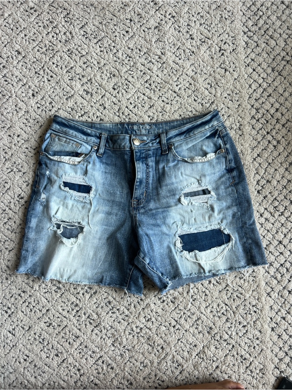 Maurices Light Blue Distressed Denim Shorts